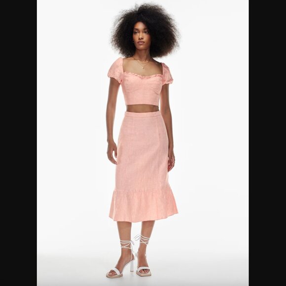 Aritzia Wilfred Wander  Linen Crop Top - Coral Size S - Picture 3 of 12